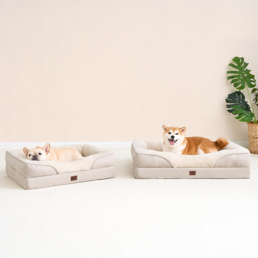 Orthopädisches Hundebett mit 4 Rändern Memory-Foam 91x68cm Beige - Bild 9