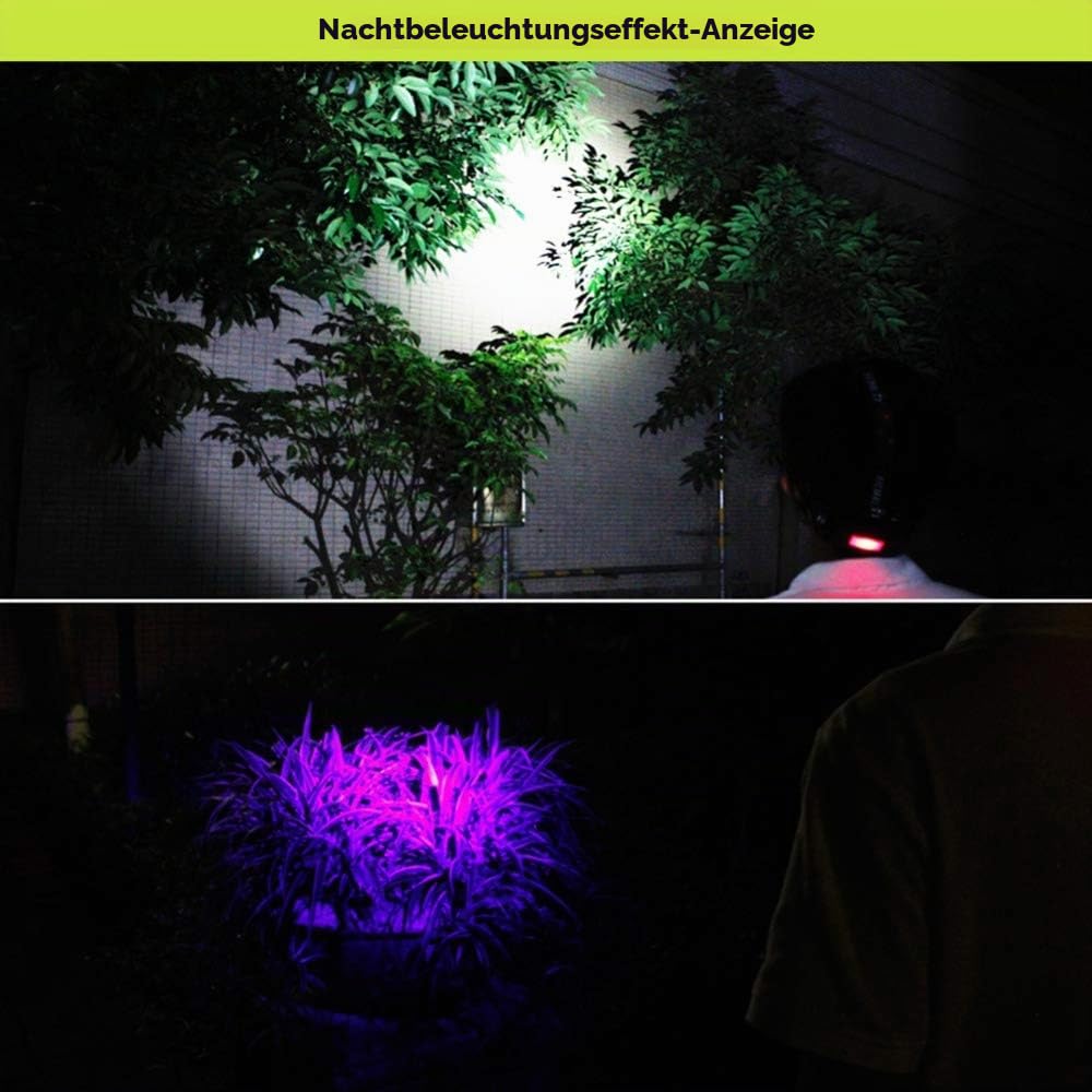 UV Stirnlampe Schwarzlicht 395 nm mit Weisslicht zoombar USB - Bild 7