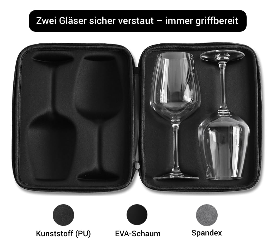 Weingläser to go im Hartschalen-Case 2x 400ml für Picknick - Bild 4