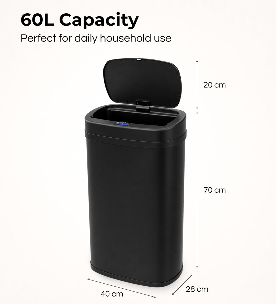 Sensor-Mülleimer Edelstahl 60 Liter Soft-Close Küche Schwarz - Bild 8