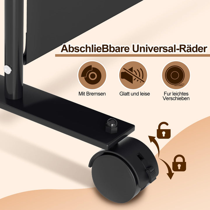Paravent Raumteiler auf Rollen 5-teilig 284x181 cm Anthrazit faltbar - Bild 4