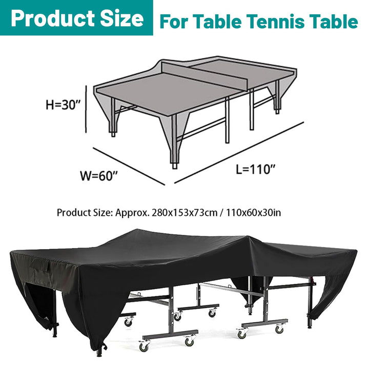 Tischtennistisch Abdeckplane Oxford wasserdicht 280x153x73cm schwarz - Bild 2