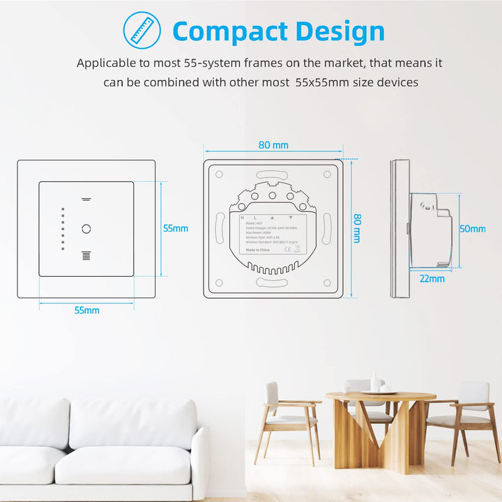 WLAN Rollladenschalter 4er-Set mit LED-Anzeige Smart Home 600W - Bild 2