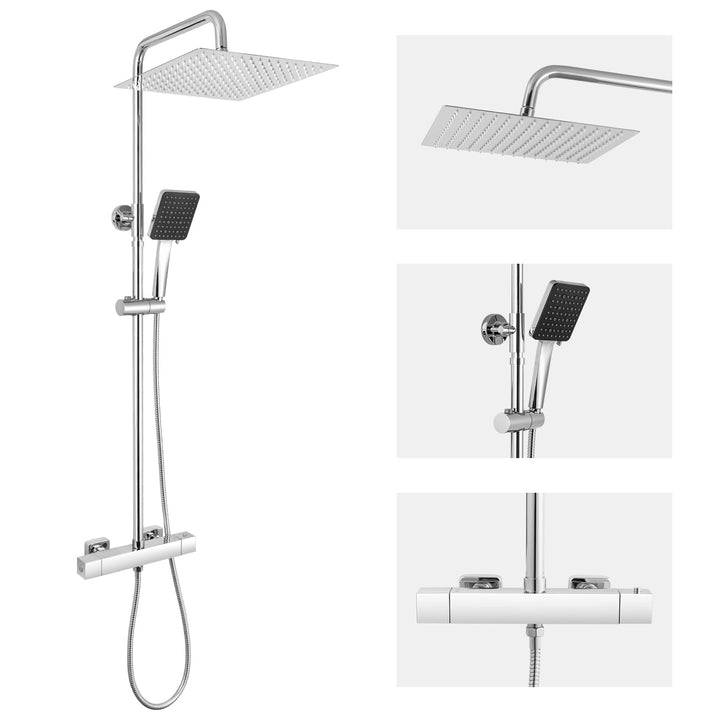 Regendusche Komplettset Thermostat Chrom 30cm Überkopfbrause 6 Strahlarten - Bild 8