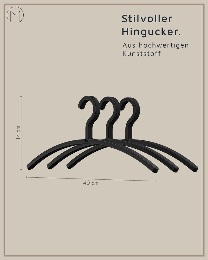 Kleiderbügel Kunststoff 6er Set Schwarz 46 cm platzsparend - Bild 6