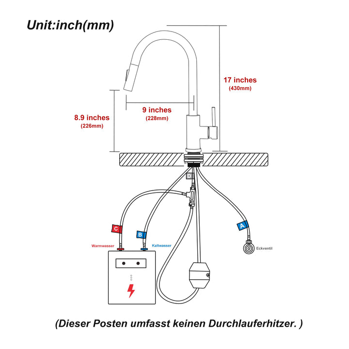 Niederdruck Küchenarmatur Gold ausziehbar aus Edelstahl 304 - Bild 5