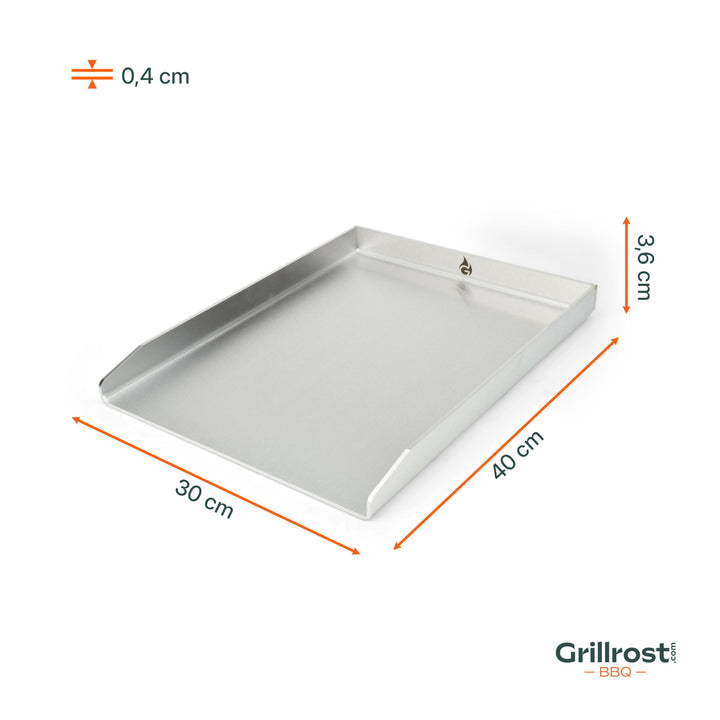 Edelstahl Grillplatte Plancha 40x30cm 4mm für Gas- und Holzkohlegrill - Bild 6