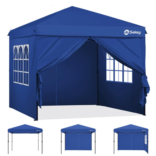 Faltpavillon 3x3 m Pop-Up 420D Oxford wasserdicht Navy 4 Seitenwaende