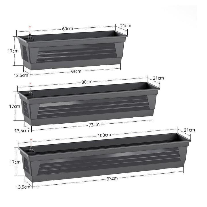 Blumenkasten 3er-Set 100x21x17 cm Anthrazit mit Bewässerungssystem - Bild 5