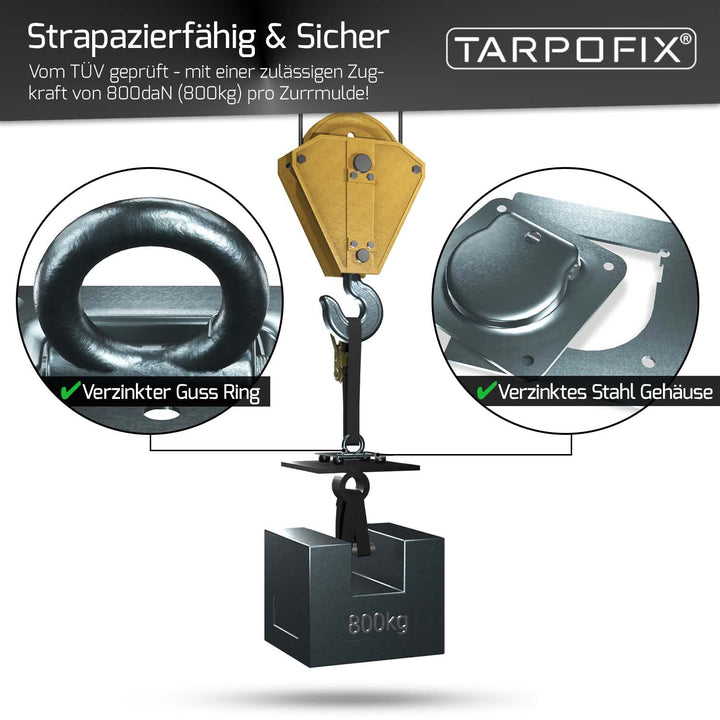 Zurrösen Anhänger Stahl verzinkt 800 daN mit Gegenplatten 6er-Set - Bild 3