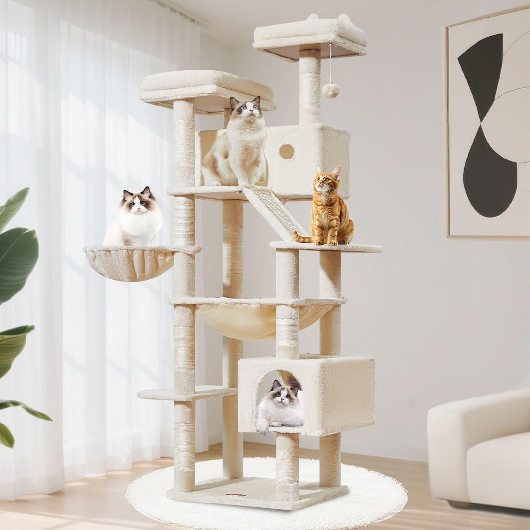 Kratzbaum XXL 180 cm für grosse Katzen mit Hängematte und Nest