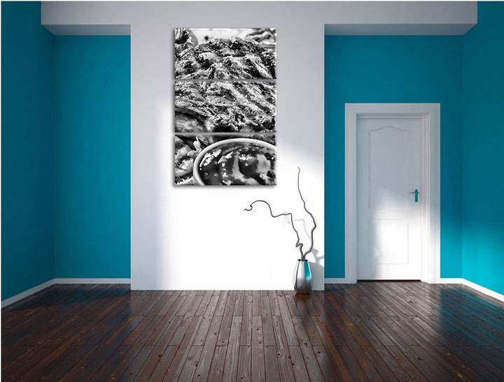 Leinwandbild Gegrilltes Steak 3-teilig Küchendeko 120x80 cm - Bild 5