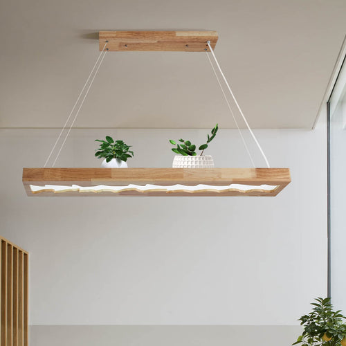 Pendelleuchte Holz dimmbar mit Fernbedienung, 100 cm, 40W