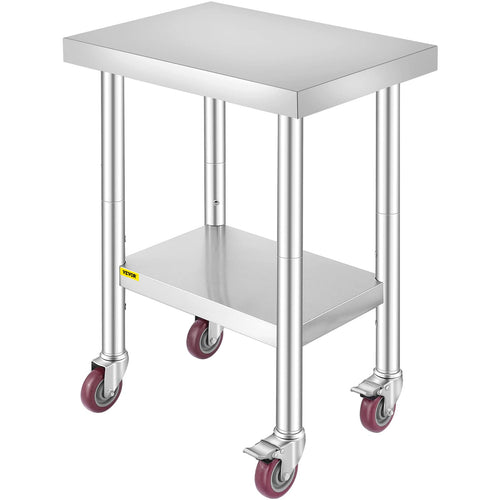 Edelstahl Arbeitstisch 61x46 cm rollbar mit Ablage 100 kg