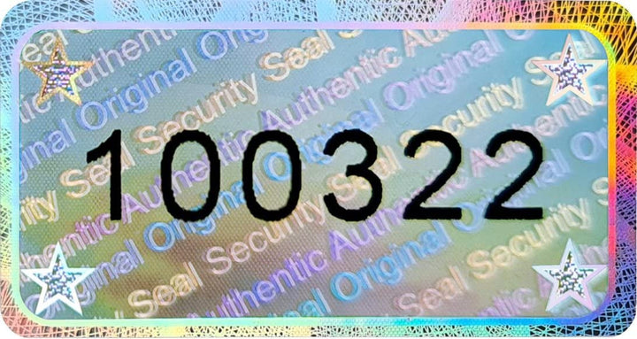 Hologramm-Siegel mit Seriennummer 30x16mm Silber 1215 Stk