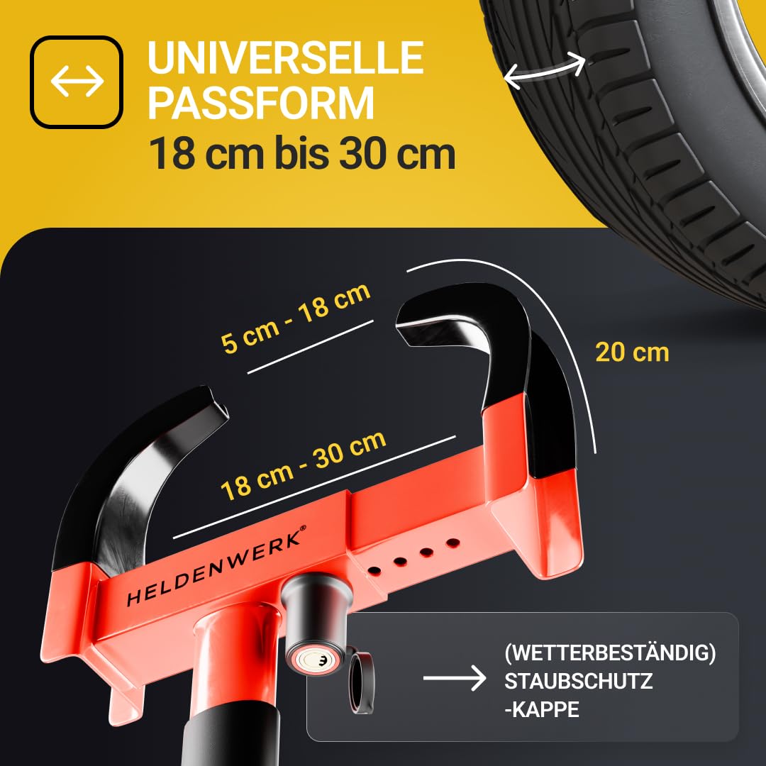 Parkkralle Radkralle Hartstahl verstellbar 18-30 cm mit 3 Schlüsseln - Bild 5
