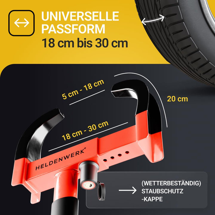 Parkkralle Radkralle Hartstahl verstellbar 18-30 cm mit 3 Schlüsseln - Bild 5