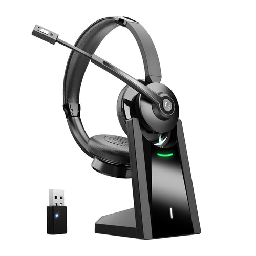 Bluetooth Headset kabellos mit Ladestation USB Dongle Büro