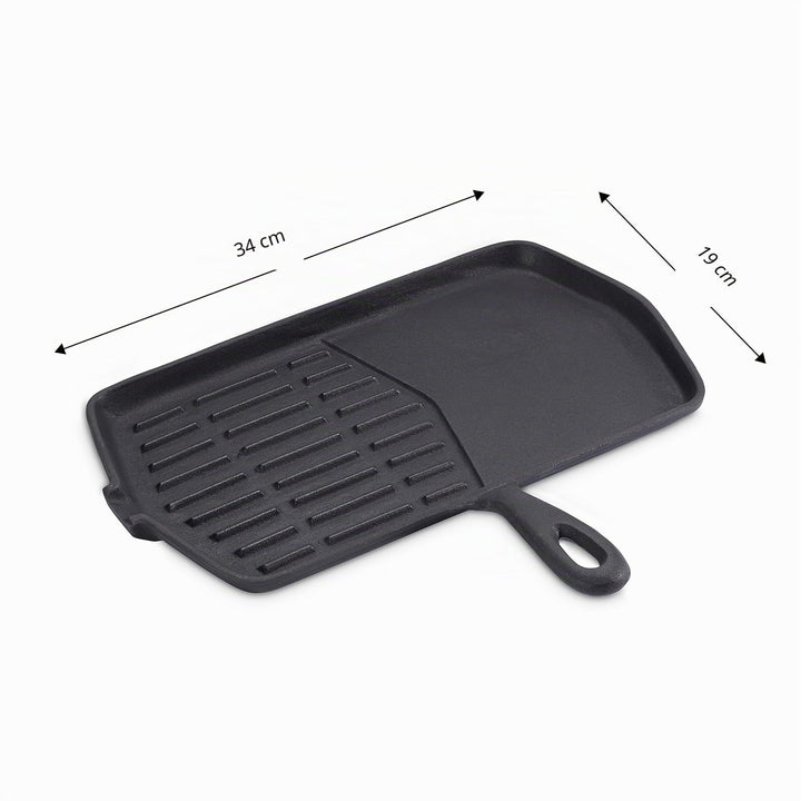 Grillpfanne Gusseisen mit Grillstreifen 34x19 cm für Steaks - Bild 2