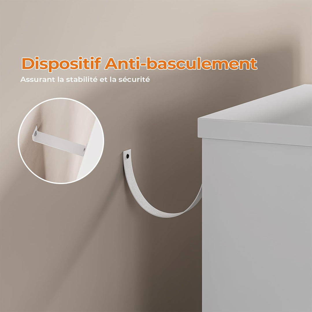 Waschbeckenunterschrank Weiss MDF 2 Tueren Schublade 60x30x60 cm - Bild 8