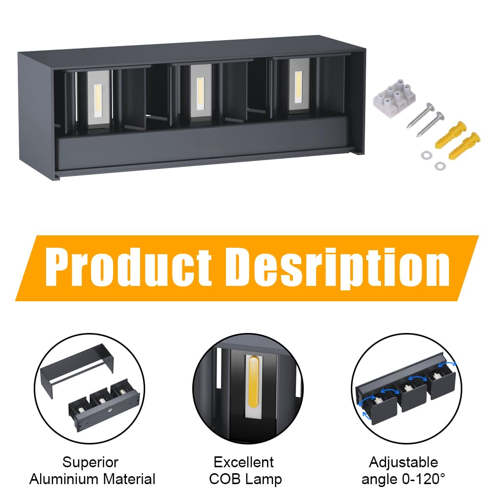 Aussenwandleuchte LED 30W Aluminium IP65 Warmweiss Anthrazit - Bild 3