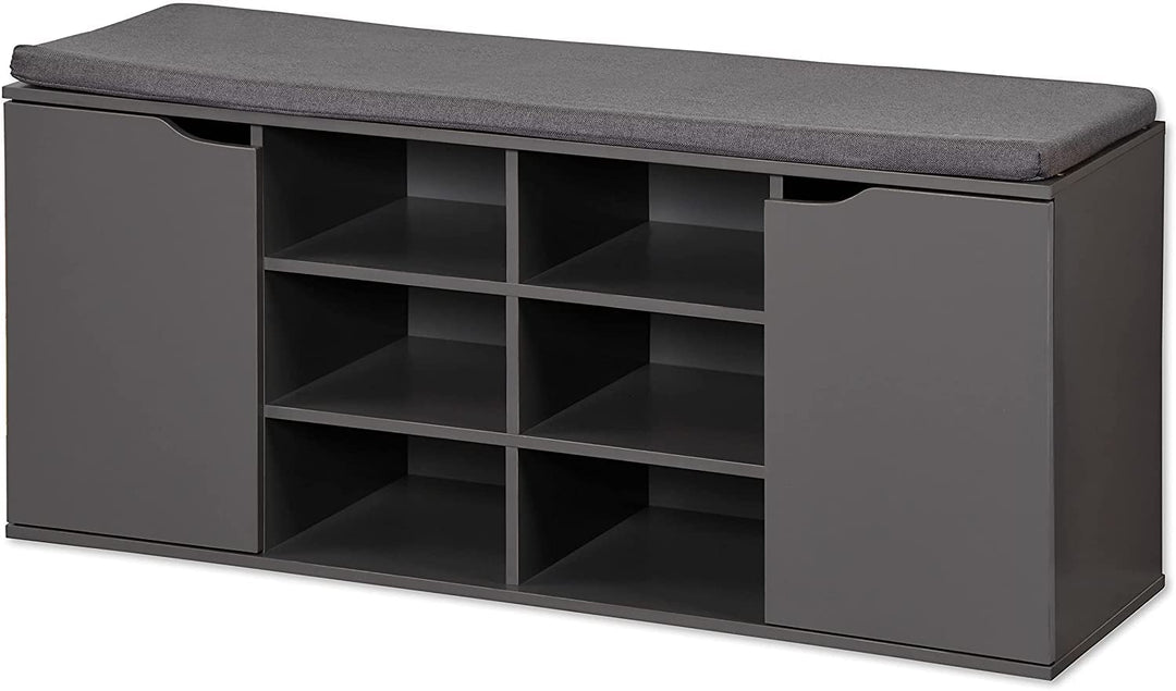 Schuhschrank mit Sitzkissen Spanplatte grau 103 cm Flur