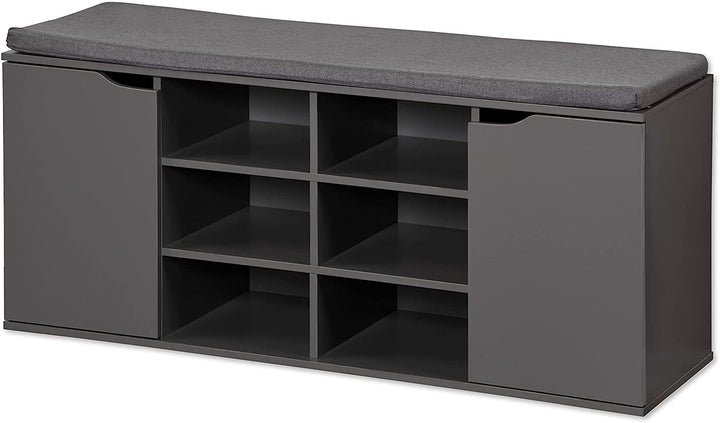 Schuhschrank mit Sitzkissen Spanplatte grau 103 cm Flur
