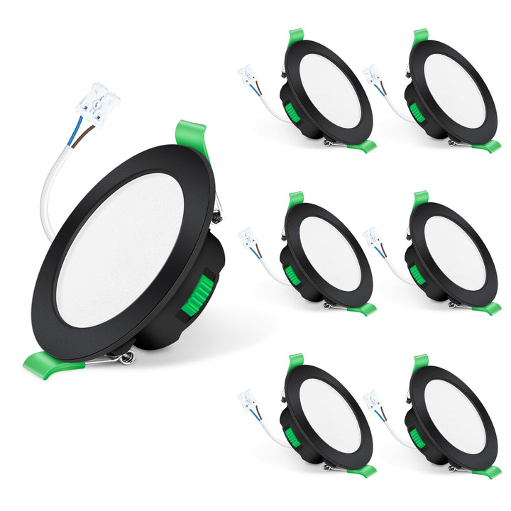 LED Einbaustrahler 7W dimmbar 3CCT IP65 68mm Schwarz 6er Set