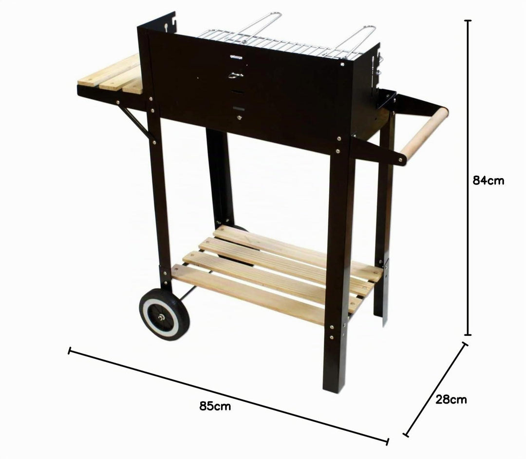 Holzkohlegrill mit Rollen Stahl 50x25cm Grillrost schwarz - Bild 6