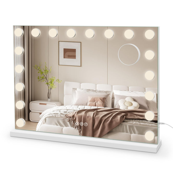 Schminkspiegel mit Beleuchtung 80x60 cm 18 LED 3 Lichtfarben Touch - Bild 9