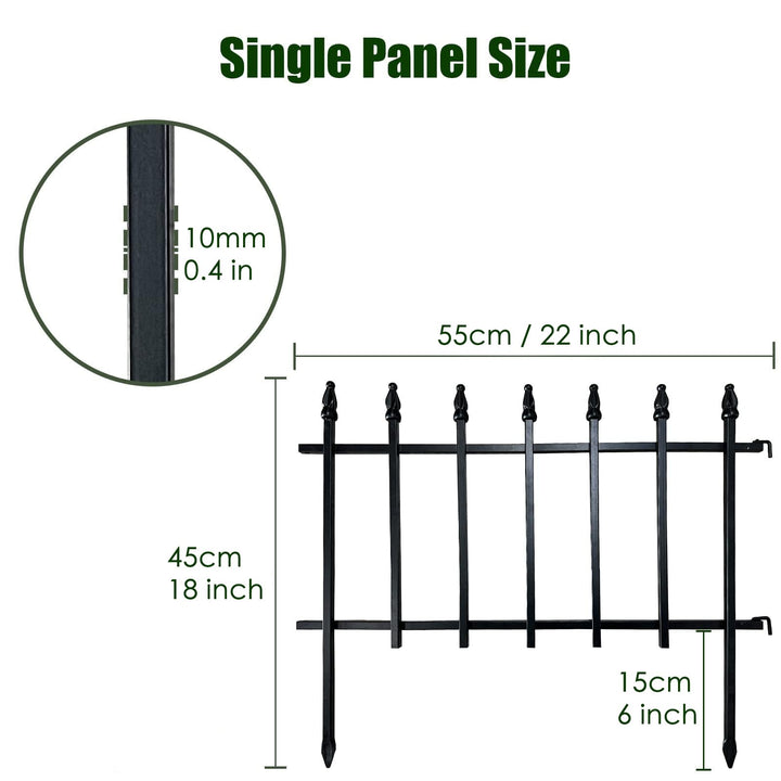 Metall-Gartenzaun Beetbegrenzung 45cm schwarz pulverbeschichtet 5er-Set - Bild 2