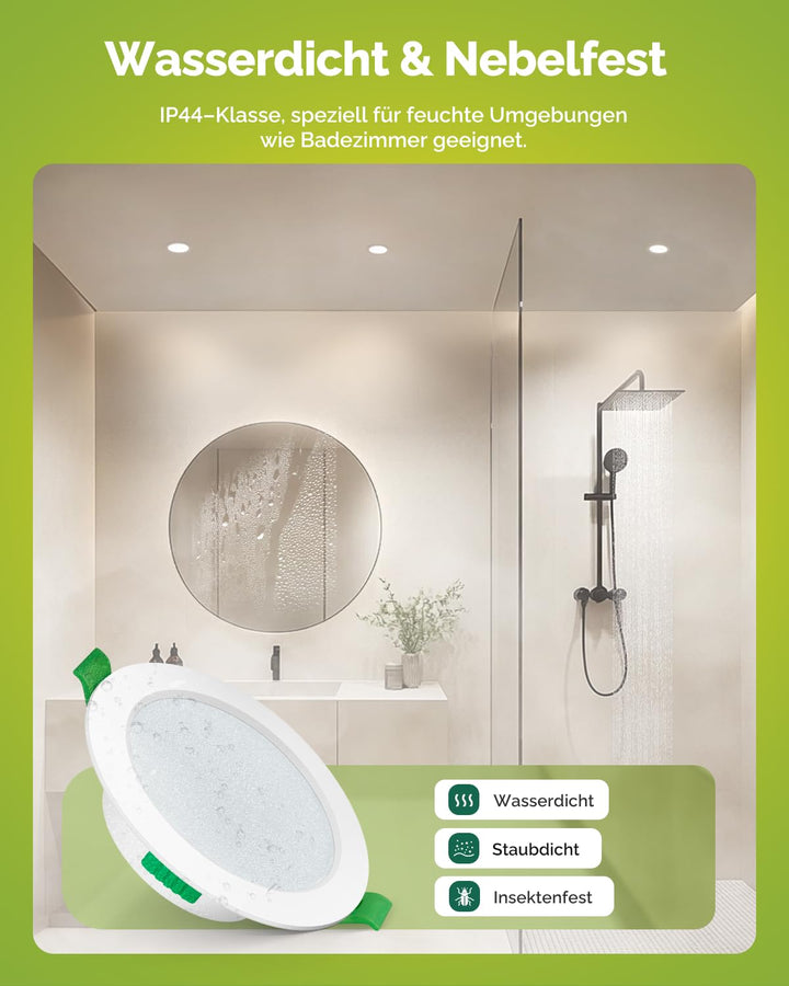 LED Einbaustrahler 230V dimmbar IP44 5W 3 Farbtemperaturen 12er Set - Bild 4