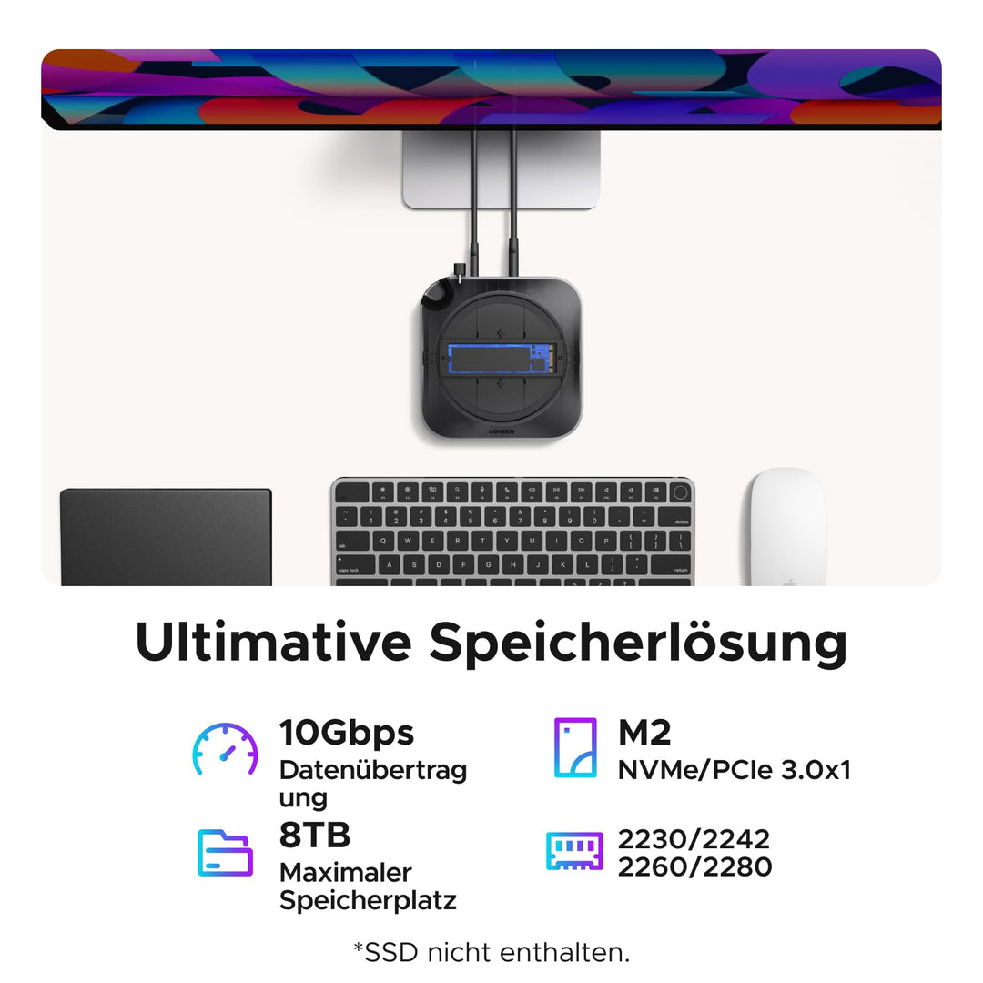 Mac mini Docking Station M.2 NVMe Slot 7 Ports SD-Kartenleser Silber - Bild 2