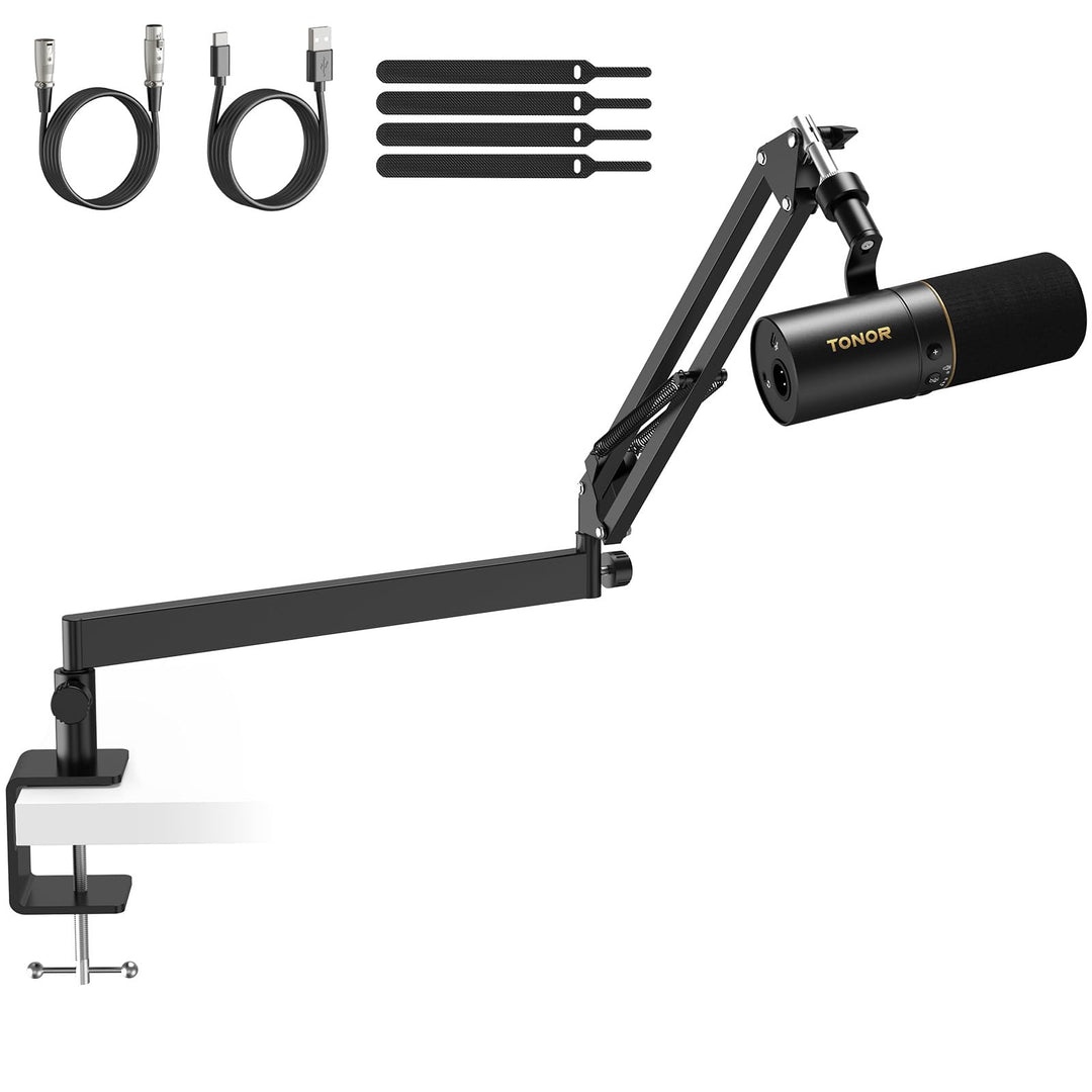 Dynamisches USB/XLR Mikrofon Set mit Gelenkarm für Podcast
