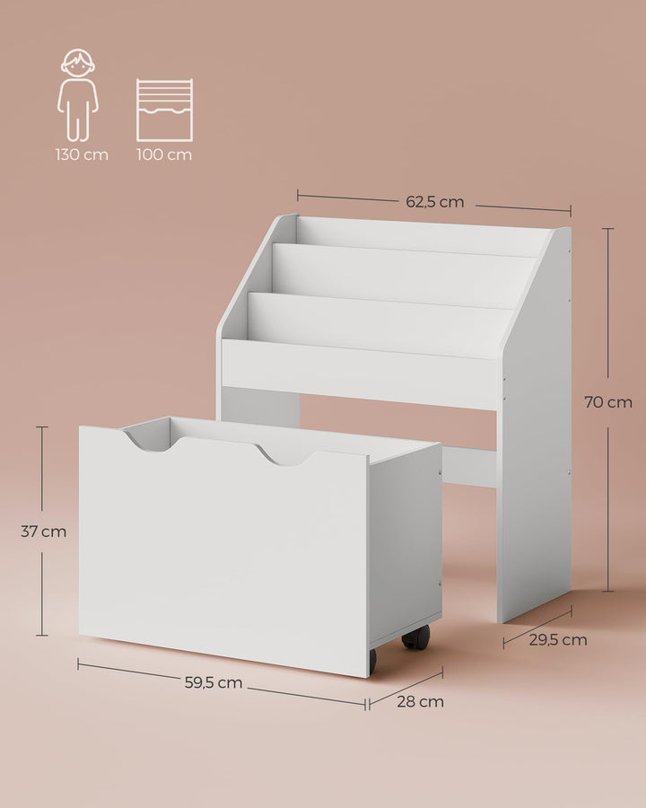 Kinderregal mit 3 Ebenen und Rollbox für Bücher und Spielzeug - Bild 2