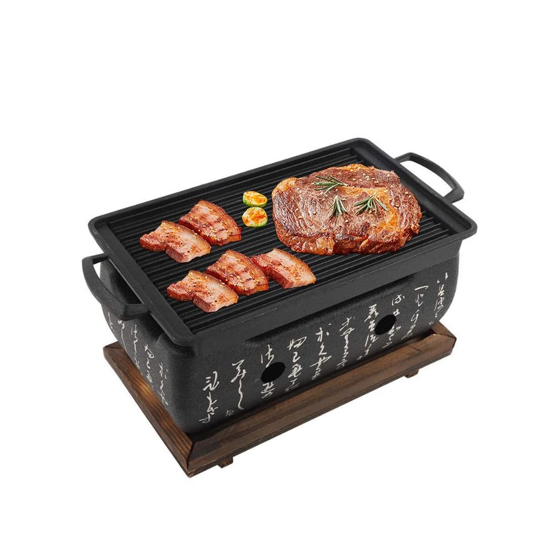 Tischgrill Yakiniku Aluminium mit Edelstahlrost 24x12,5 cm Holzkohle