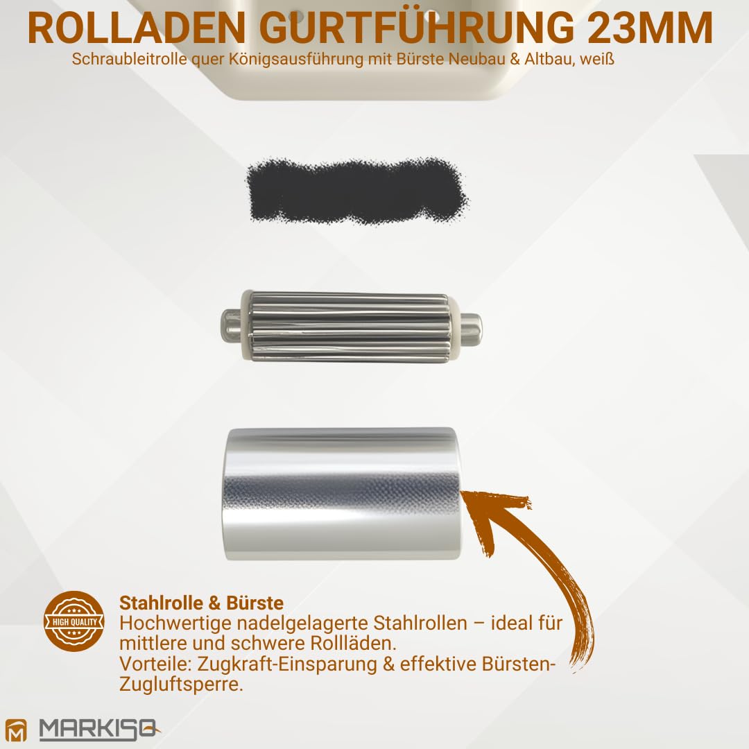 Rolladen Gurtführung Stahlrolle mit Bürstendichtung 23mm 5er-Set - Bild 6