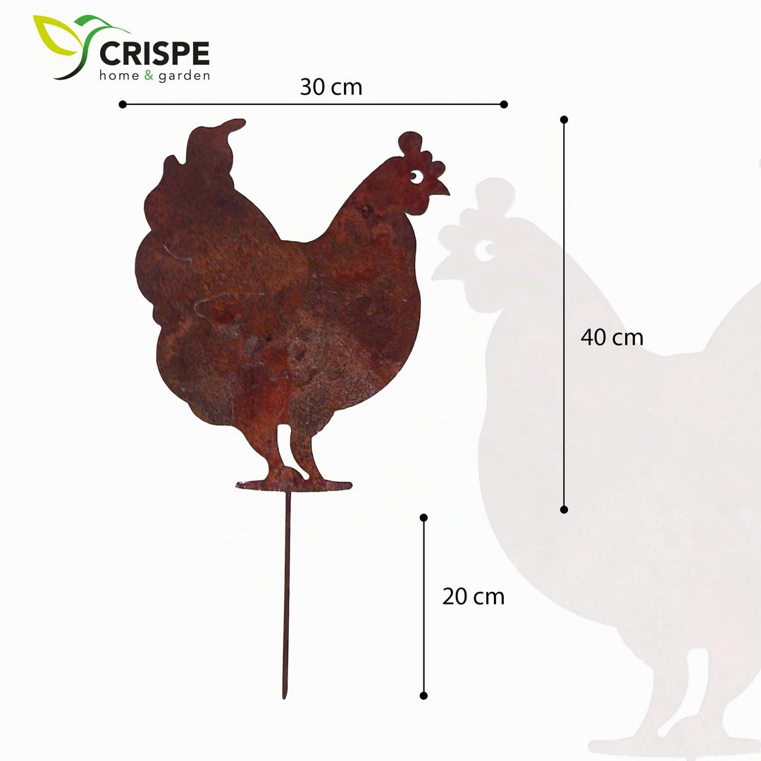 Gartenstecker Huhn Edelrost Metall 40 cm Beetdeko Rostoptik - Bild 2