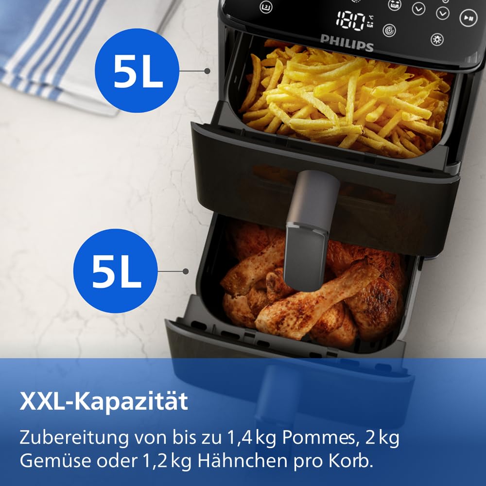 Heissluftfritteuse Doppelkorb 10 L mit 13 Garmethoden, stapelbar - Bild 8