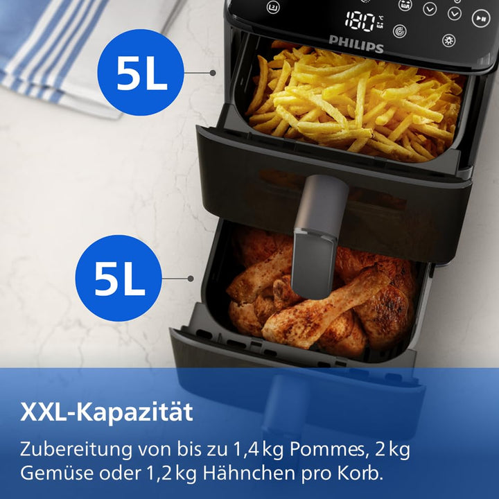 Heissluftfritteuse Doppelkorb 10 L mit 13 Garmethoden, stapelbar - Bild 8