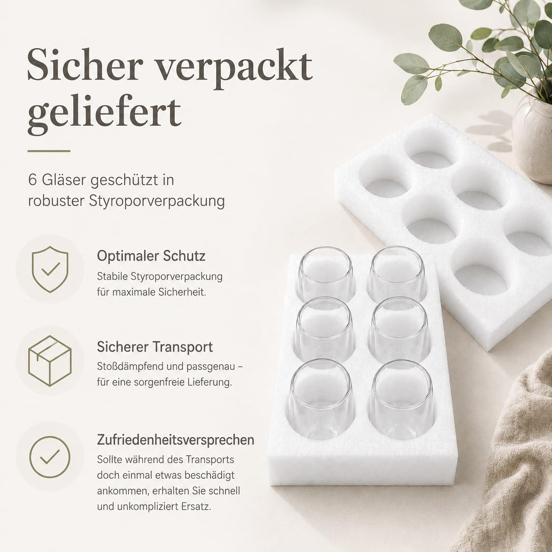 Doppelwandige Kaffeegläser Borosilikatglas 6er Set 450ml Thermogläser - Bild 7