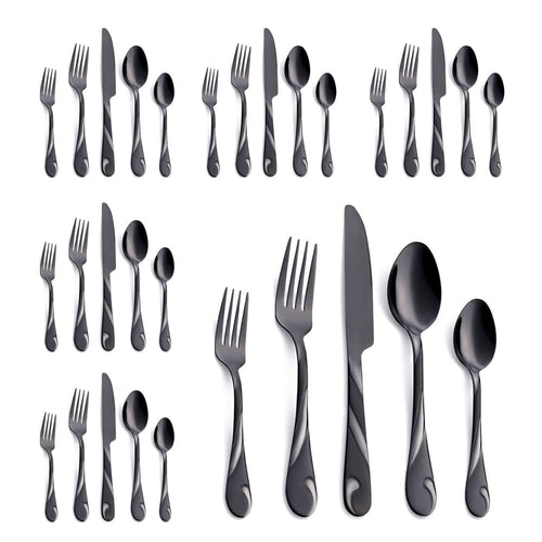 Besteckset Schwarz Edelstahl 60-teilig für 12 Personen