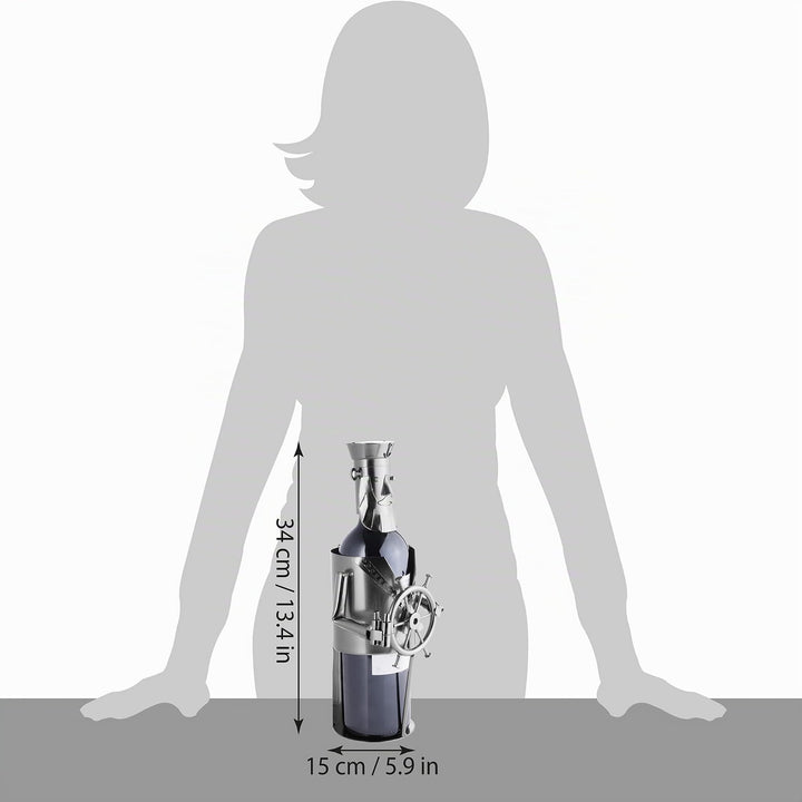 Weinflaschenhalter Kapitän Metall Deko-Figur mit Grußkarte - Bild 7