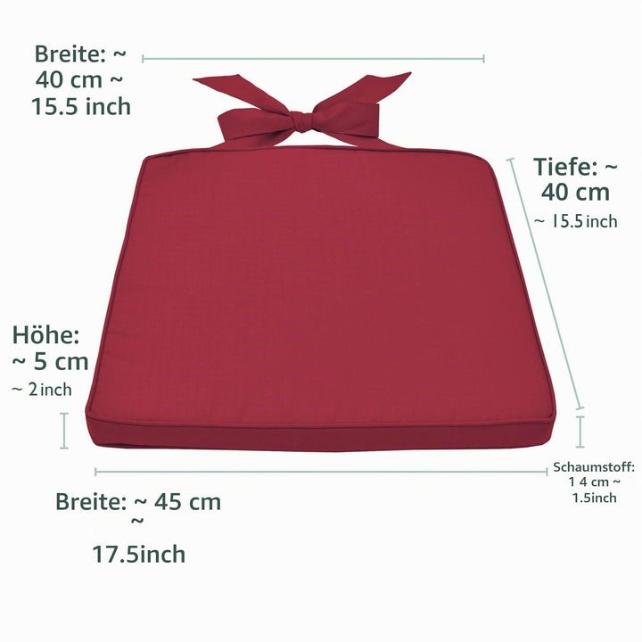 Sitzkissen Outdoor 4er-Set Polyester 45x40x5 cm für Gartenstühle - Bild 3