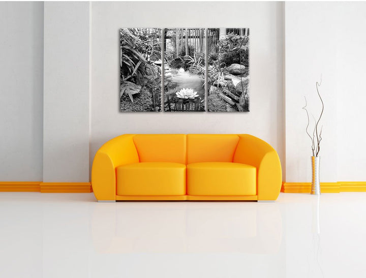 Leinwandbild 3-teilig Zen Garten Japan B&amp;W 120x80 cm Wohnzimmer - Bild 2