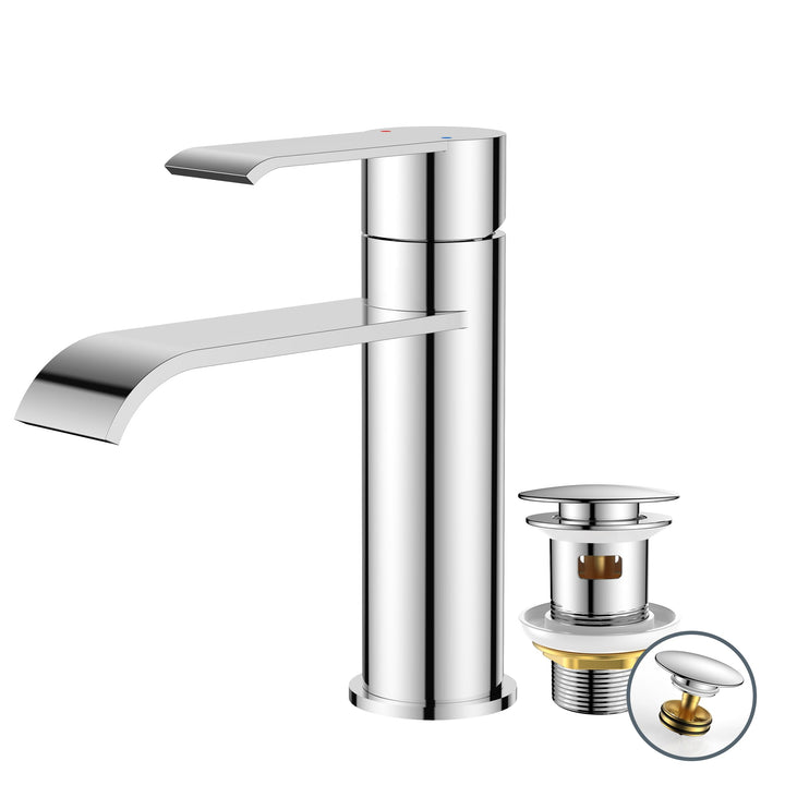 Waschtischarmatur Chrom Wasserfall-Auslauf Einhandmischer 98 mm