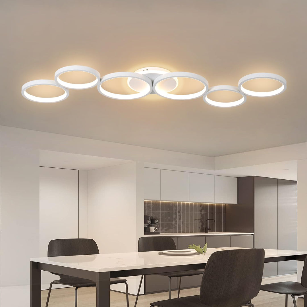 LED Deckenleuchte 113 cm dimmbar 6+1 Ring Design Wohnzimmer - Bild 6