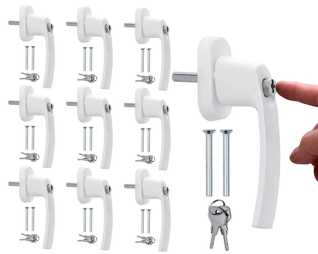 Fenstergriff abschliessbar Aluminium Weiss 10er-Set mit Druckknopf