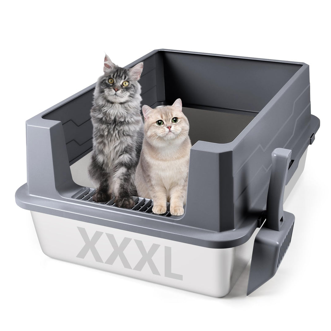 Katzenklo Edelstahl XXXL 70x50x30cm mit hohem Rand für grosse Katzen
