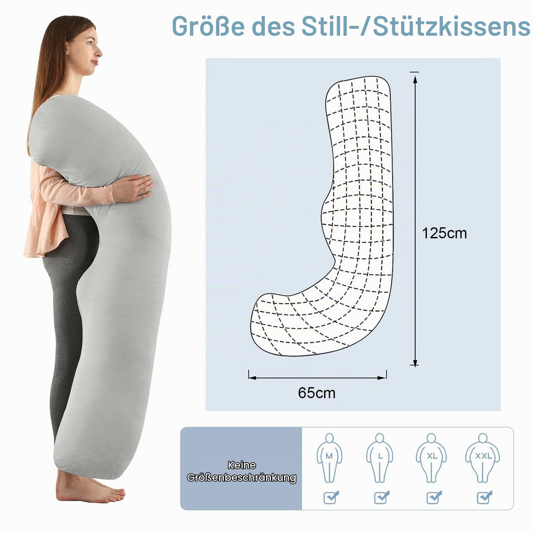 Schwangerschaftskissen J-Form mit Kühlbezug für Seitenschläfer - Bild 4